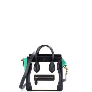 Celine Tricolor Luggage Bag Leather Nano Black, Green